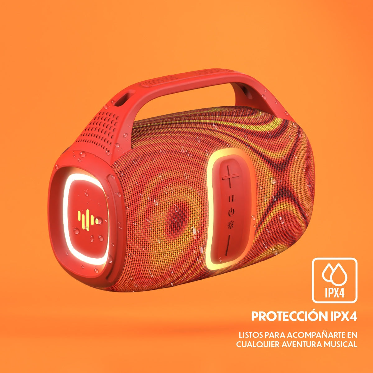 Parlante portatil bluetooth Stromberg Groove rosa detalle