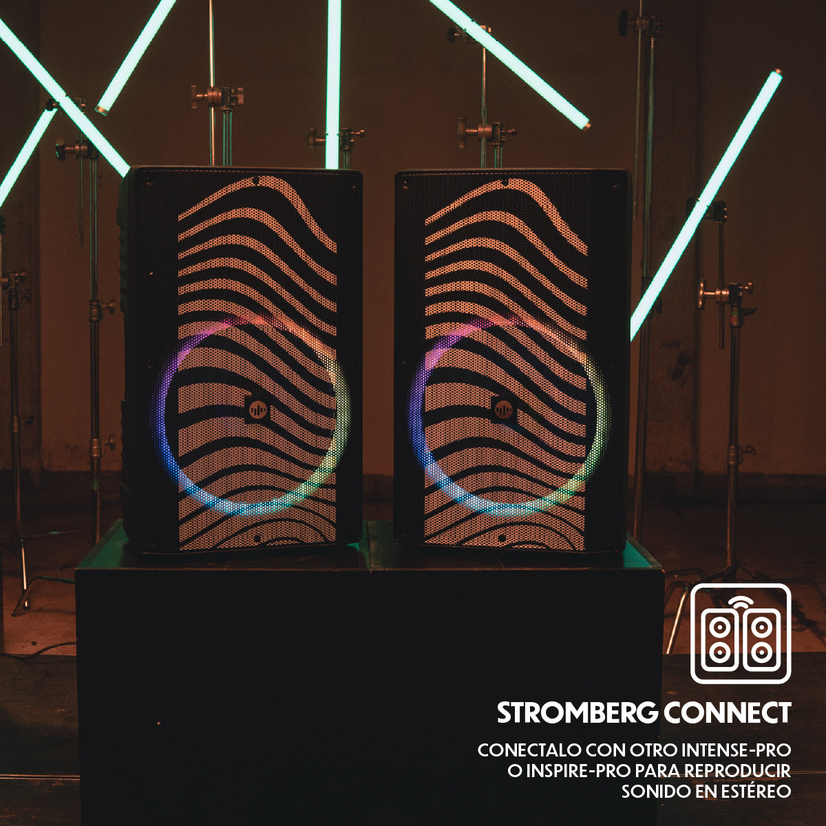 Parlante profesional Stromberg Intense-Pro negro luces RGB
