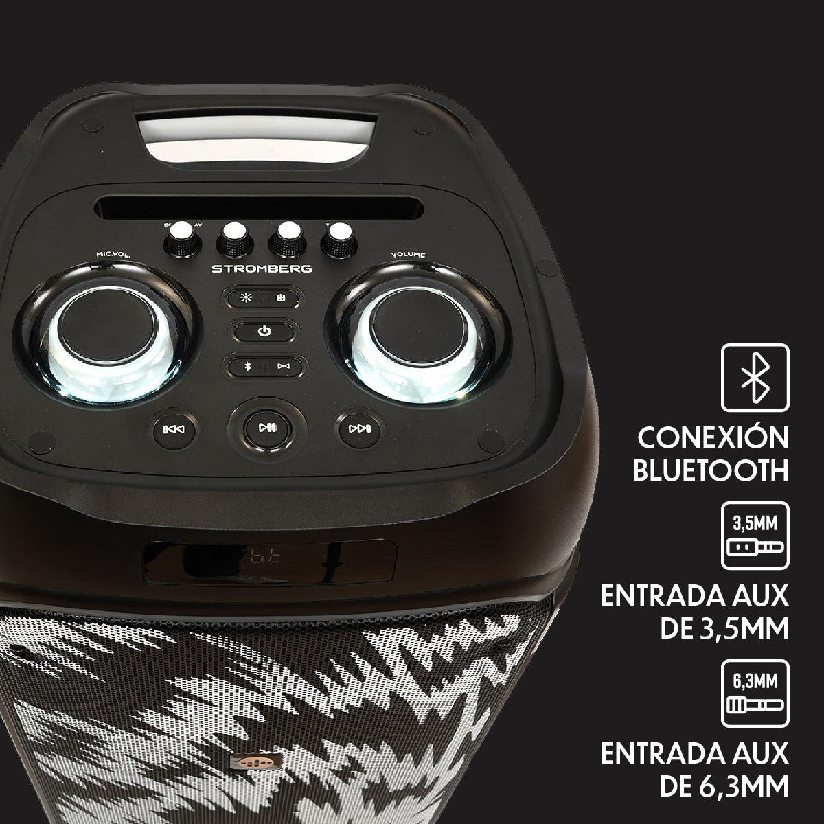Parlante portatil bluetooth Stromberg Nova negro luces RGB