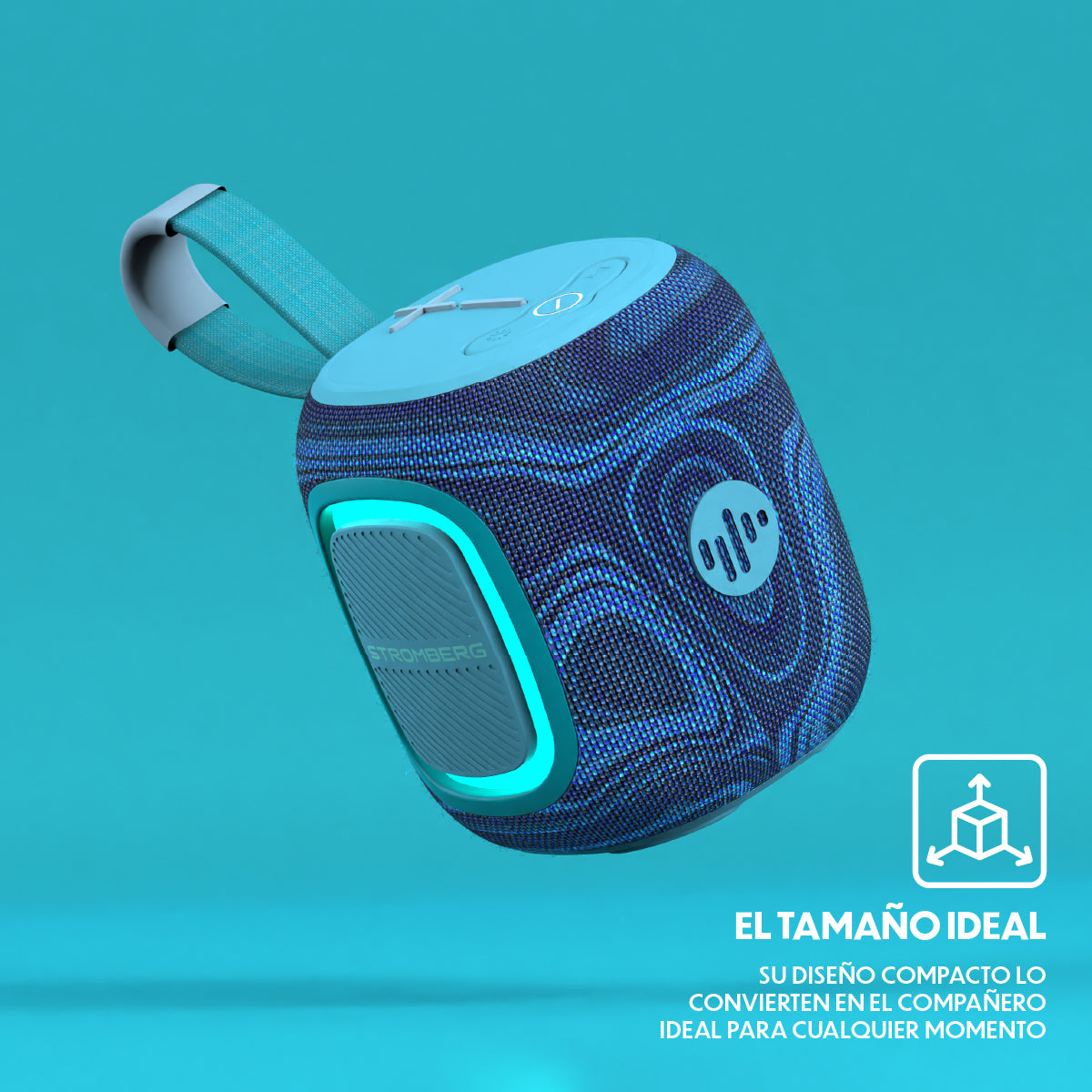 Parlante portatil bluetooth Stromberg Spark celeste luces LED