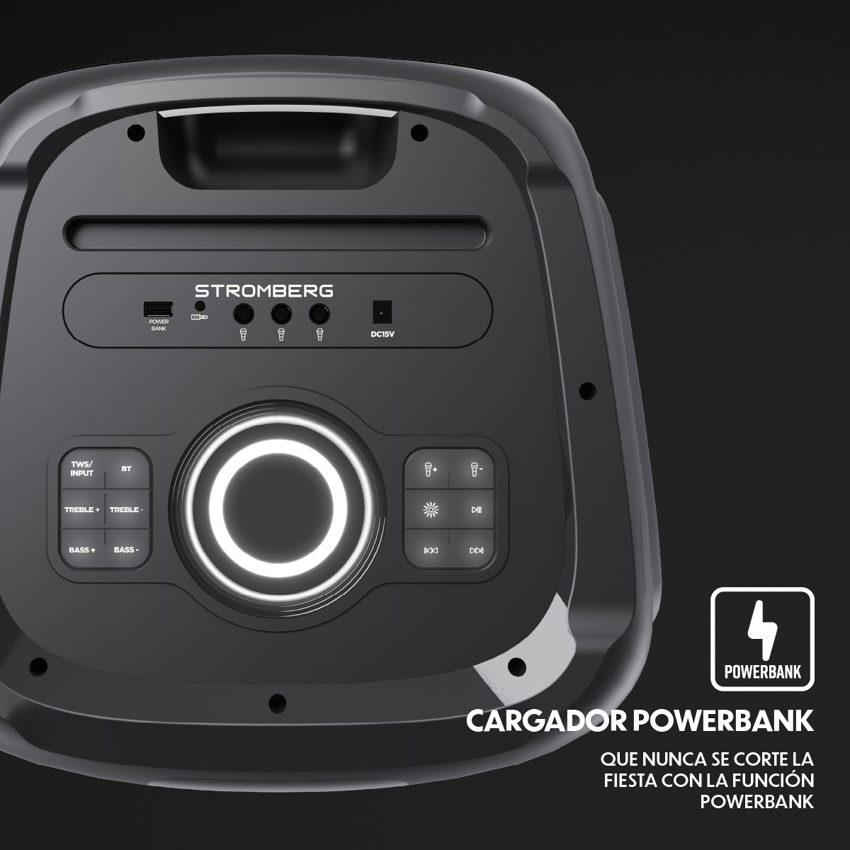 Parlante portatil Stromberg Tempo 2 negro panel superior